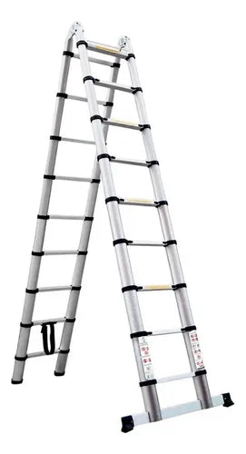 Escada Telescópica Multifuncional Inox 18 Degraus 5,6m Jst
