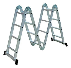 Escada Multiuso Articulada 16 Degraus 4x4 Cor Prateado