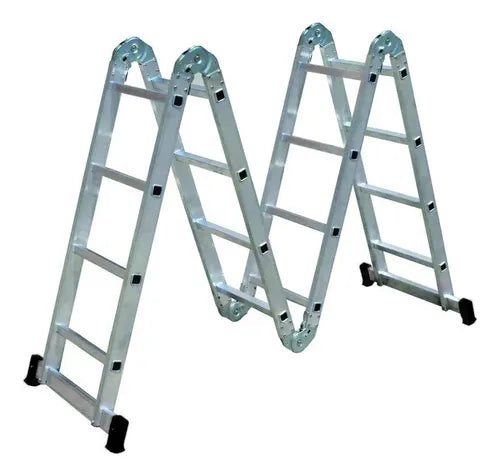 Escada Multiuso Articulada 16 Degraus 4x4 Cor Prateado