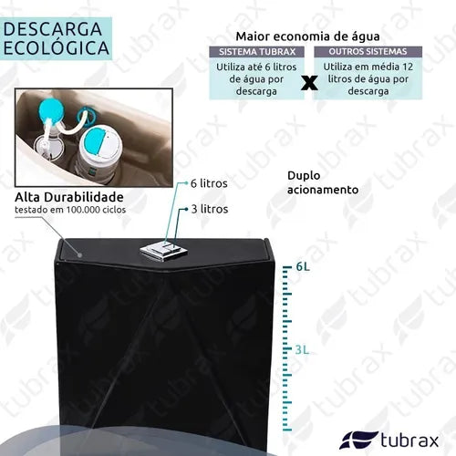 Vaso Sanitário Monobloco Caixa Acoplada Preto Privada Tubrax