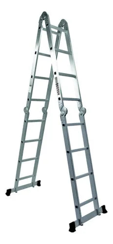 Escada Multiuso Articulada 16 Degraus 4x4 Cor Prateado