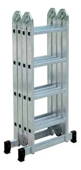 Escada Multiuso Articulada 16 Degraus 4x4 Cor Prateado