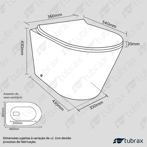 Sanitário Vaso Convencional Redondo Tubrax Cor Branco