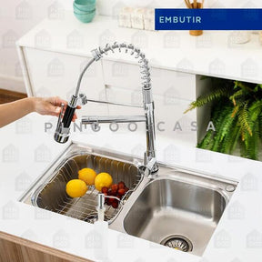 Cuba Para Cozinha Gourmet Pia Dupla Aço Inox Acessórios Tábua De Corte Ticunas Torneira Monocomando Gourmet Pingoo